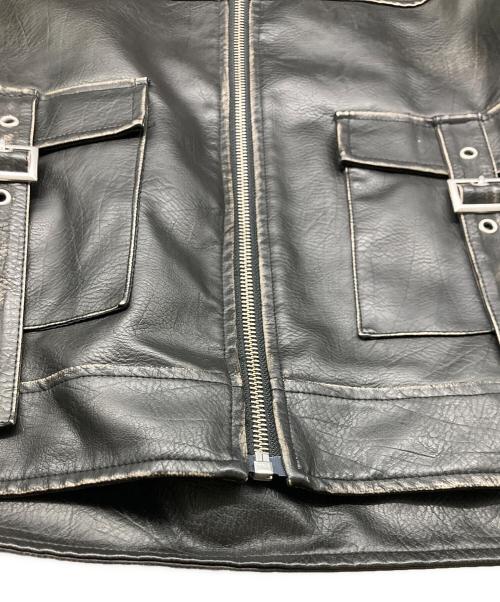 MURUA（ムルーア）MURUA (ムルーア) ウォッシュフェイクレザーブルゾン ブラック サイズ:Fの古着・服飾アイテム