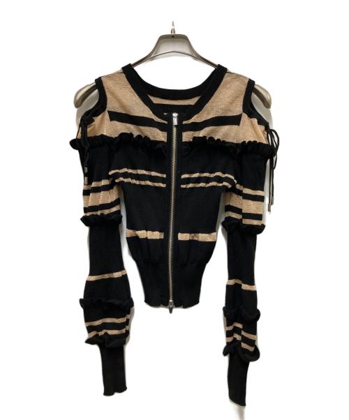 MAISON SPECIAL（メゾンスペシャル）MAISON SPECIAL (メゾンスペシャル) 2way Ruffle Tops 2WAYフリルトップ ブラック×ゴールド サイズ:Fの古着・服飾アイテム