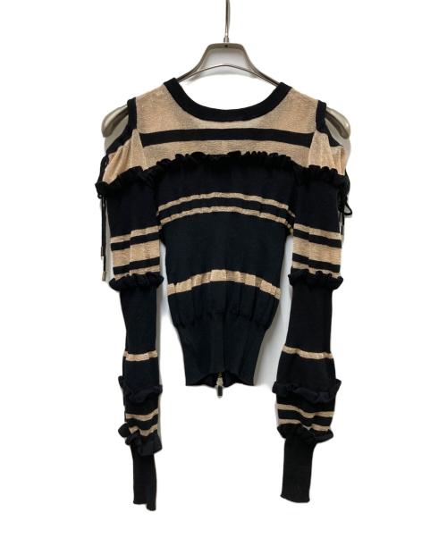 MAISON SPECIAL（メゾンスペシャル）MAISON SPECIAL (メゾンスペシャル) 2way Ruffle Tops 2WAYフリルトップ ブラック×ゴールド サイズ:Fの古着・服飾アイテム