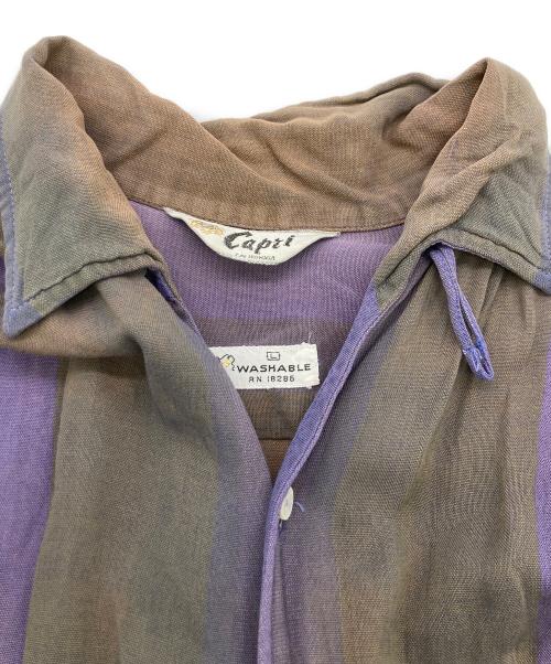 CAPIL SPORTSWEAR（カピル・スポーツウェア）CAPIL SPORTSWEAR (カピル・スポーツウェア) 60s ストライプ開襟シャツ ブラウン×パープル サイズ:Lの古着・服飾アイテム