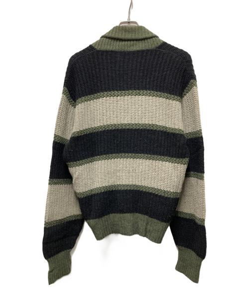 Pilgrim（ピルグリム）Pilgrim (ピルグリム) 60s シルバーコンチョニットカーディガン オリーブ×ブラック サイズ:不明の古着・服飾アイテム
