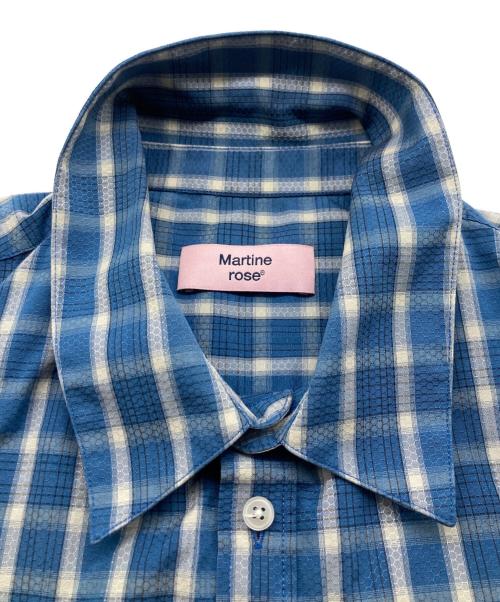 MARTINE ROSE（マーティン・ローズ）Martine rose (マーティン・ローズ) ロゴ刺繍チェック半袖シャツ ブルー サイズ:XLの古着・服飾アイテム