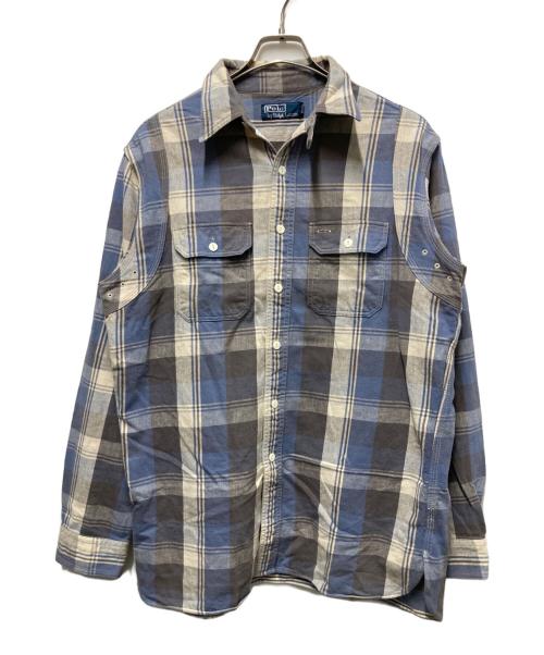 POLO RALPH LAUREN（ポロ・ラルフローレン）POLO RALPH LAUREN (ポロ・ラルフローレン) コットンチェックシャツ ブルー×ベージュ サイズ:Ｌの古着・服飾アイテム