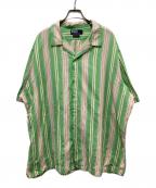 POLO RALPH LAURENポロ・ラルフローレン）の古着「CALDWELL オープンカラーストライプシャツ」｜グリーン×オレンジ
