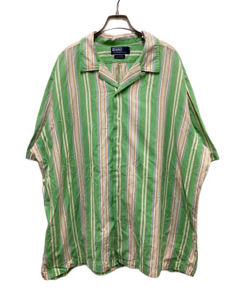 POLO RALPH LAUREN（ポロ・ラルフローレン）POLO RALPH LAUREN (ポロ・ラルフローレン) CALDWELL オープンカラーストライプシャツ グリーン×オレンジ サイズ:XXLの古着・服飾アイテム