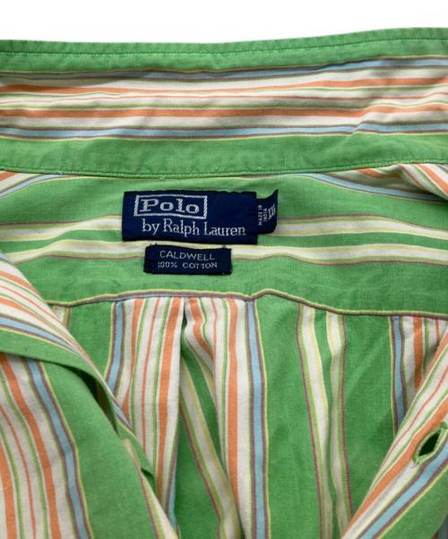 POLO RALPH LAUREN（ポロ・ラルフローレン）POLO RALPH LAUREN (ポロ・ラルフローレン) CALDWELL オープンカラーストライプシャツ グリーン×オレンジ サイズ:XXLの古着・服飾アイテム