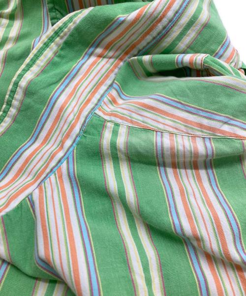 POLO RALPH LAUREN（ポロ・ラルフローレン）POLO RALPH LAUREN (ポロ・ラルフローレン) CALDWELL オープンカラーストライプシャツ グリーン×オレンジ サイズ:XXLの古着・服飾アイテム