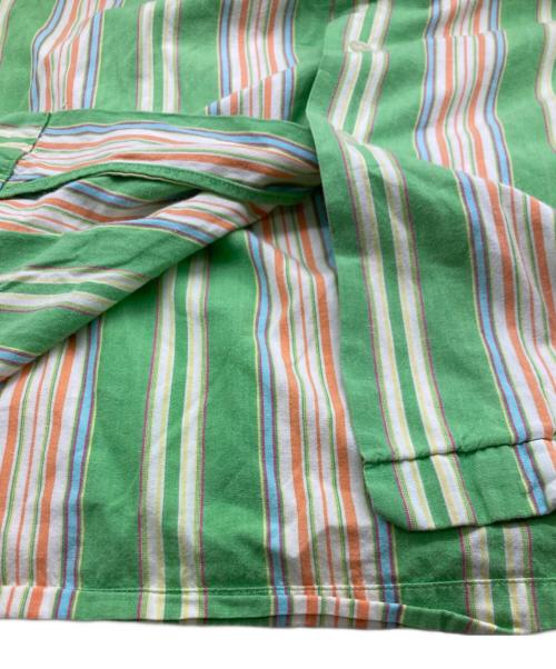 POLO RALPH LAUREN（ポロ・ラルフローレン）POLO RALPH LAUREN (ポロ・ラルフローレン) CALDWELL オープンカラーストライプシャツ グリーン×オレンジ サイズ:XXLの古着・服飾アイテム