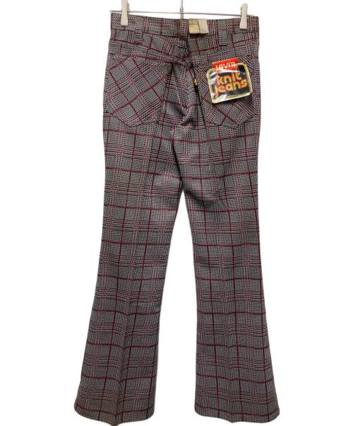 LEVI'S（リーバイス）LEVI'S (リーバイス) 70s 646 THE KNITS ベルボトムチェックパンツ レッド×ブラック サイズ:W30　L32の古着・服飾アイテム