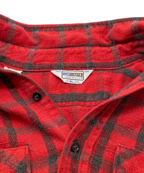 FIVE BROTHER（ファイブブラザー）FIVE BROTHER (ファイブブラザー) ヘビーチェックネルシャツ レッド サイズ:XLの古着・服飾アイテム