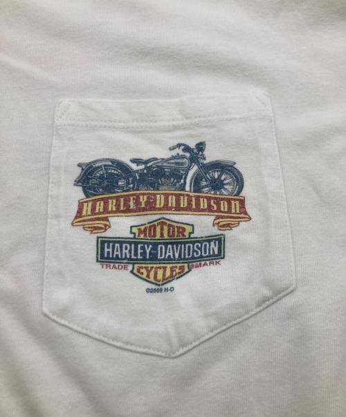 HARLEY-DAVIDSON（ハーレーダビッドソン）HARLEY-DAVIDSON (ハーレーダビッドソン) 00s ロゴポケットカットソー ホワイト サイズ:2XLの古着・服飾アイテム