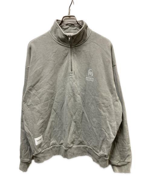 kompakt record bar（コンパクトレコードバー）kompakt record bar (コンパクトレコードバー) WASHED EMBROIDERED HALF ZIP-UP グレー サイズ:Mの古着・服飾アイテム