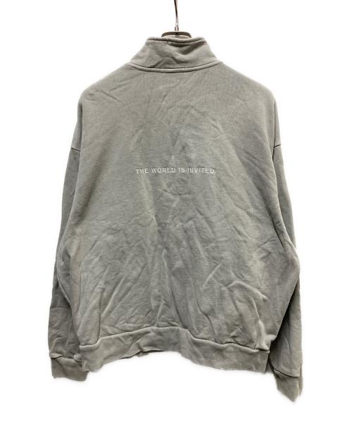 kompakt record bar（コンパクトレコードバー）kompakt record bar (コンパクトレコードバー) WASHED EMBROIDERED HALF ZIP-UP グレー サイズ:Mの古着・服飾アイテム