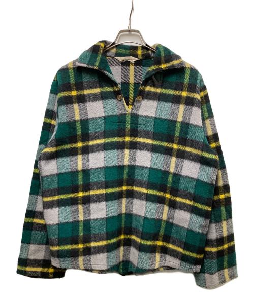Fawn Sportswear（フォーン スポーツウェア）Fawn Sportswear (フォーン スポーツウェア) 60s ウールプルオーバーシャツ グリーン サイズ:不明(実寸参照）の古着・服飾アイテム