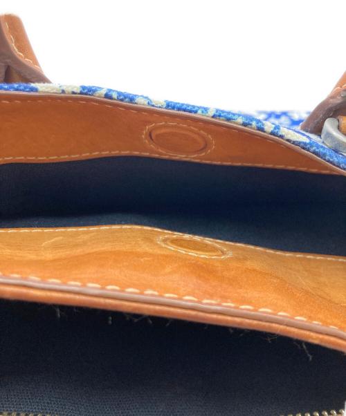 POLO RALPH LAUREN（ポロ・ラルフローレン）POLO RALPH LAUREN (ポロ・ラルフローレン) 2WAY フラワーキャンバスショルダーバッグ ブルー×ブラウン サイズ:Free(実寸参照）の古着・服飾アイテム