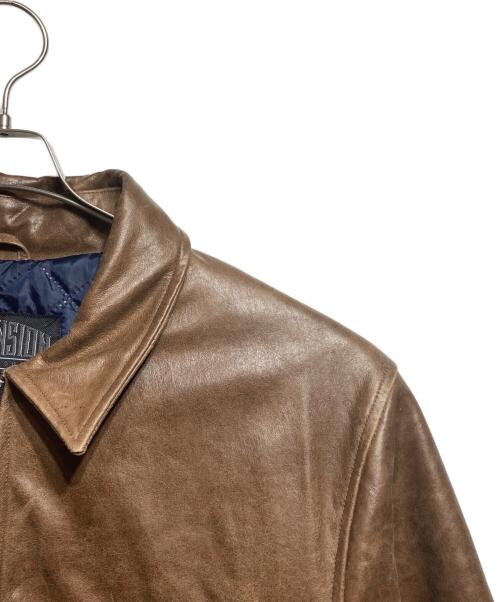 EXPANSION NEW YORK（エクスパンションニューヨーク）EXPANSION NEW YORK (エクスパンションニューヨーク) THE GOLDS WICK CALF LEATHER JACKET/ゴールドウィックカーフレザージャケット ブラウン サイズ:ＸＬの古着・服飾アイテム