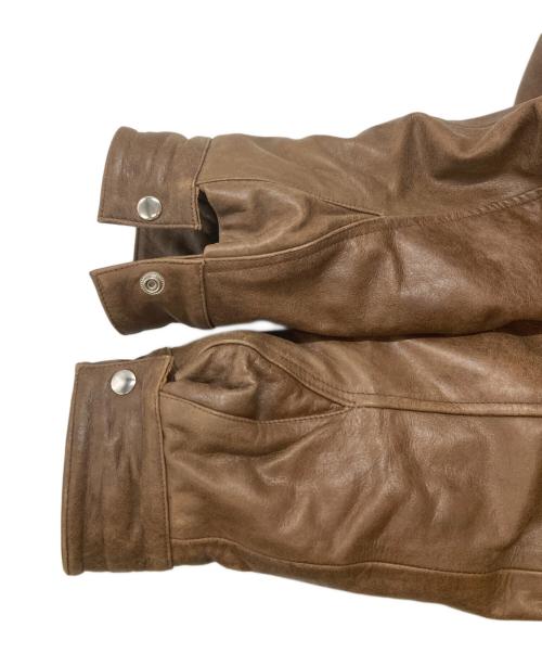 EXPANSION NEW YORK（エクスパンションニューヨーク）EXPANSION NEW YORK (エクスパンションニューヨーク) THE GOLDS WICK CALF LEATHER JACKET/ゴールドウィックカーフレザージャケット ブラウン サイズ:ＸＬの古着・服飾アイテム