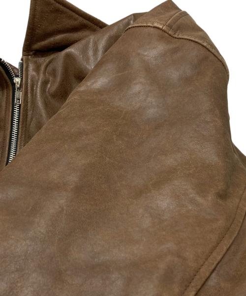 EXPANSION NEW YORK（エクスパンションニューヨーク）EXPANSION NEW YORK (エクスパンションニューヨーク) THE GOLDS WICK CALF LEATHER JACKET/ゴールドウィックカーフレザージャケット ブラウン サイズ:ＸＬの古着・服飾アイテム