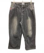 90909090）の古着「King Logo Buggy Denim Pants」｜ブラック