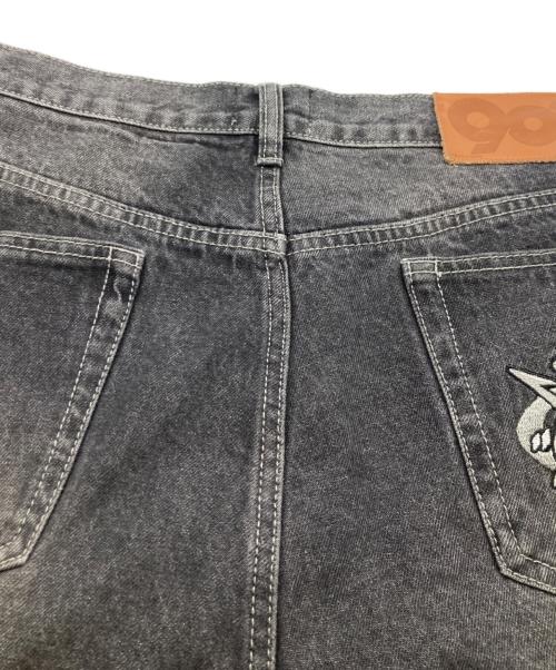 9090（9090）9090 (9090) King Logo Buggy Denim Pants ブラック サイズ:XLの古着・服飾アイテム