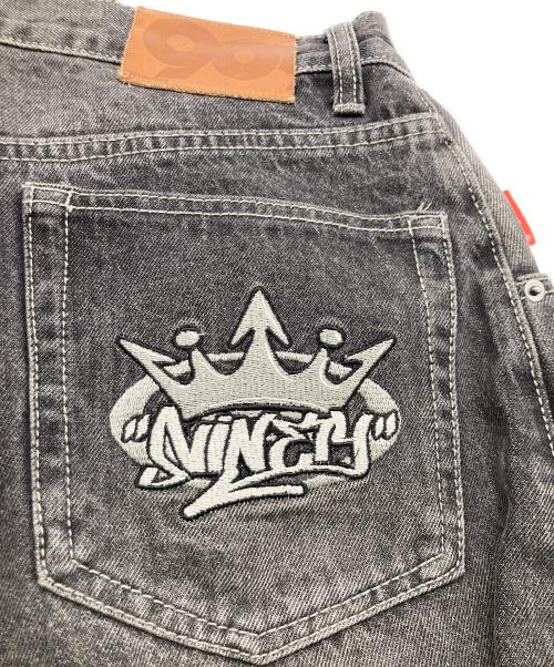 9090（9090）9090 (9090) King Logo Buggy Denim Pants ブラック サイズ:XLの古着・服飾アイテム