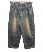 90909090）の古着「King Logo Wide Tuck Denim Pants」｜インディゴ