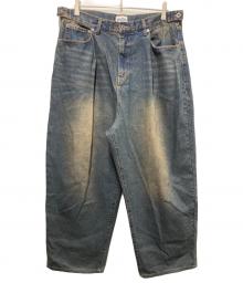 9090（9090）の古着「King Logo Wide Tuck Denim Pants」｜インディゴ
