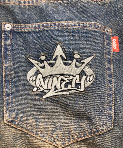 9090（9090）9090 (9090) King Logo Wide Tuck Denim Pants インディゴ サイズ:XLの古着・服飾アイテム