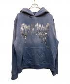 REVENGEリベンジ）の古着「GLITCH ARCH LOGO TREATED HOODIE」｜ブルー
