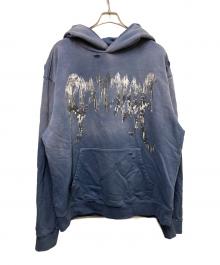 REVENGE（リベンジ）の古着「GLITCH ARCH LOGO TREATED HOODIE」｜ブルー