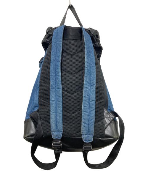DIESEL（ディーゼル）DIESEL (ディーゼル) レザー切替バックパック ブラック×ブルー サイズ:Free(実寸参照）の古着・服飾アイテム