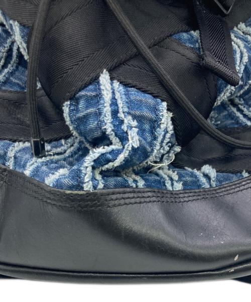 DIESEL（ディーゼル）DIESEL (ディーゼル) レザー切替バックパック ブラック×ブルー サイズ:Free(実寸参照）の古着・服飾アイテム