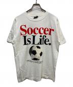 BIG BALL SPORTSビッグボールスポーツ）の古着「90s Soccer Is Life メッセージプリントTシャツ」｜ホワイト
