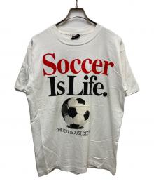 BIG BALL SPORTS（ビッグボールスポーツ）の古着「90s Soccer Is Life メッセージプリントTシャツ」｜ホワイト
