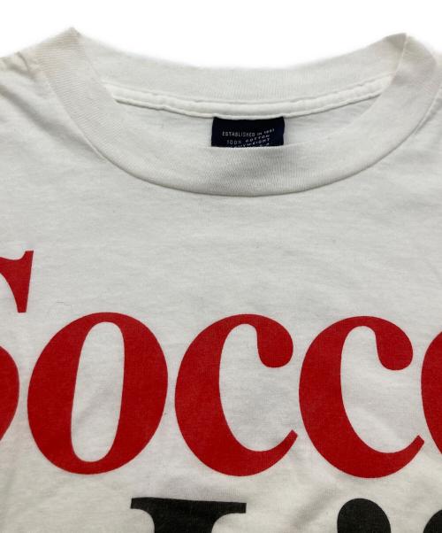 BIG BALL SPORTS（ビッグボールスポーツ）BIG BALL SPORTS (ビッグボールスポーツ) 90s Soccer Is Life メッセージプリントTシャツ ホワイト サイズ:Lの古着・服飾アイテム