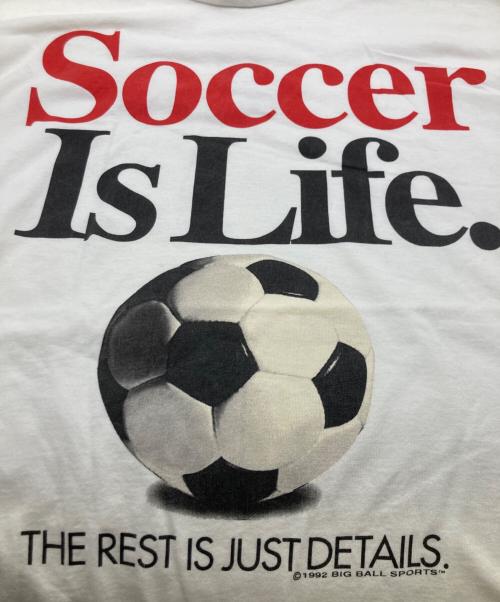 BIG BALL SPORTS（ビッグボールスポーツ）BIG BALL SPORTS (ビッグボールスポーツ) 90s Soccer Is Life メッセージプリントTシャツ ホワイト サイズ:Lの古着・服飾アイテム