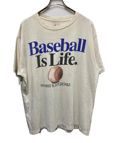 ALORE（アローレ）ALORE (アローレ) 90s Baseball Is Life メッセージプリントTシャツ ホワイト サイズ:XLの古着・服飾アイテム