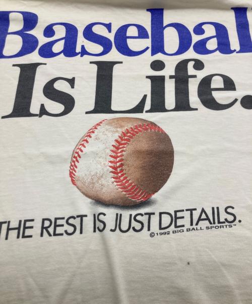 ALORE（アローレ）ALORE (アローレ) 90s Baseball Is Life メッセージプリントTシャツ ホワイト サイズ:XLの古着・服飾アイテム