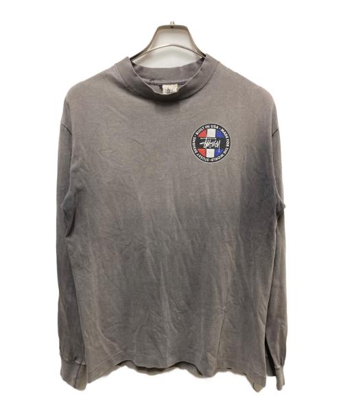 stussy（ステューシー）stussy (ステューシー) 90s トリコロールサークルロゴカットソー グレー サイズ:Mの古着・服飾アイテム