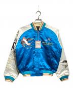 PEAK D YELLOWピークDイエロ）の古着「リバーシブルスカジャン/Reversible Sukajan (Souvenir Jacket)」｜ブルー×ホワイト
