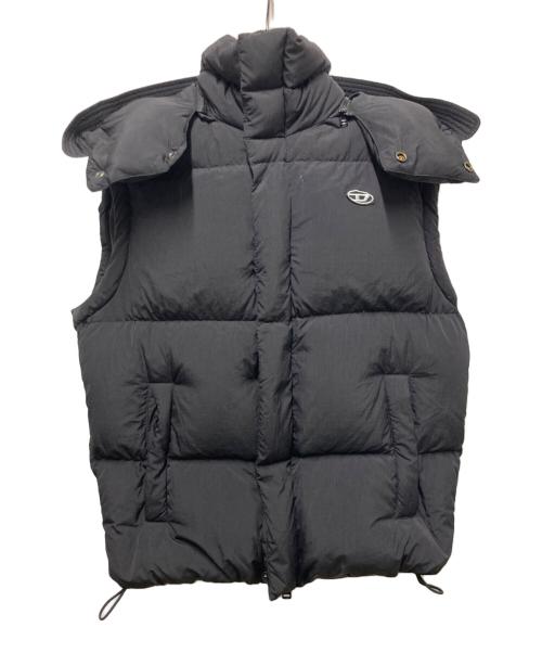 DIESEL（ディーゼル）DIESEL (ディーゼル) フード付きダウンベスト ブラック サイズ:44の古着・服飾アイテム