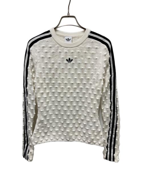 adidas（アディダス）adidas (アディダス) スリムソリッドスパイクニット ホワイト サイズ:Mの古着・服飾アイテム