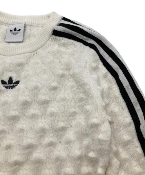 adidas（アディダス）adidas (アディダス) スリムソリッドスパイクニット ホワイト サイズ:Mの古着・服飾アイテム