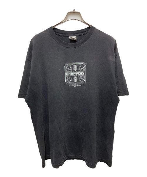 JESSE WHO（ジェシーフー）JESSE WHO (ジェシーフー) 00s アイアンクロスピンストライププリントTシャツ ブラック サイズ:不明(実寸参照）の古着・服飾アイテム