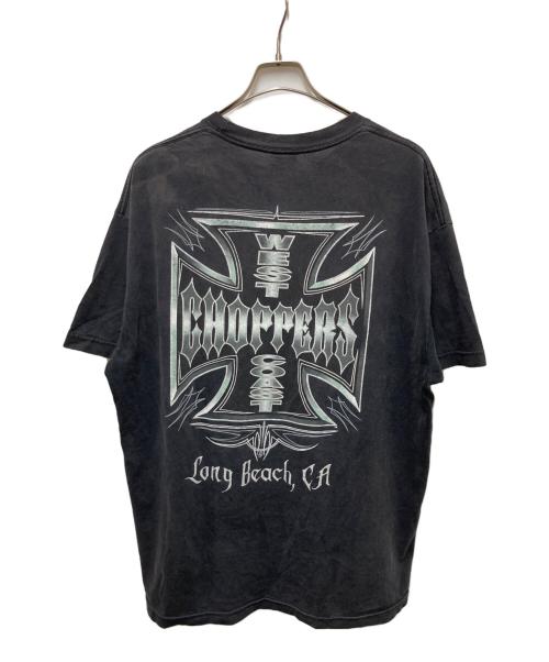 JESSE WHO（ジェシーフー）JESSE WHO (ジェシーフー) 00s アイアンクロスピンストライププリントTシャツ ブラック サイズ:不明(実寸参照）の古着・服飾アイテム