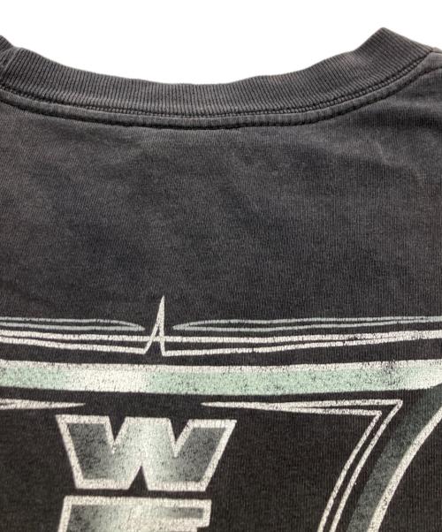 JESSE WHO（ジェシーフー）JESSE WHO (ジェシーフー) 00s アイアンクロスピンストライププリントTシャツ ブラック サイズ:不明(実寸参照）の古着・服飾アイテム