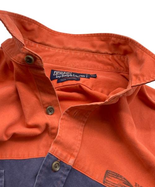 POLO RALPH LAUREN（ポロ・ラルフローレン）POLO RALPH LAUREN (ポロ・ラルフローレン) クレイジーパターンシャツ オレンジ×ネイビー サイズ:XLの古着・服飾アイテム