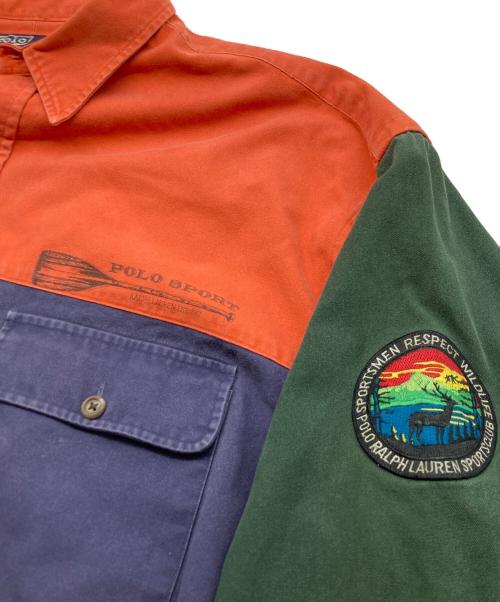 POLO RALPH LAUREN（ポロ・ラルフローレン）POLO RALPH LAUREN (ポロ・ラルフローレン) クレイジーパターンシャツ オレンジ×ネイビー サイズ:XLの古着・服飾アイテム