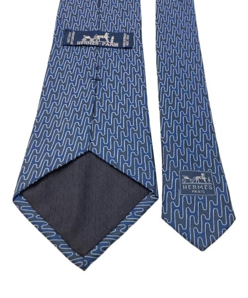 HERMES（エルメス）HERMES (エルメス) 波模様デザインネクタイ ブルー サイズ:不明の古着・服飾アイテム