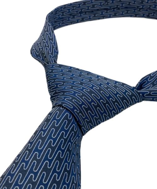 HERMES（エルメス）HERMES (エルメス) 波模様デザインネクタイ ブルー サイズ:不明の古着・服飾アイテム